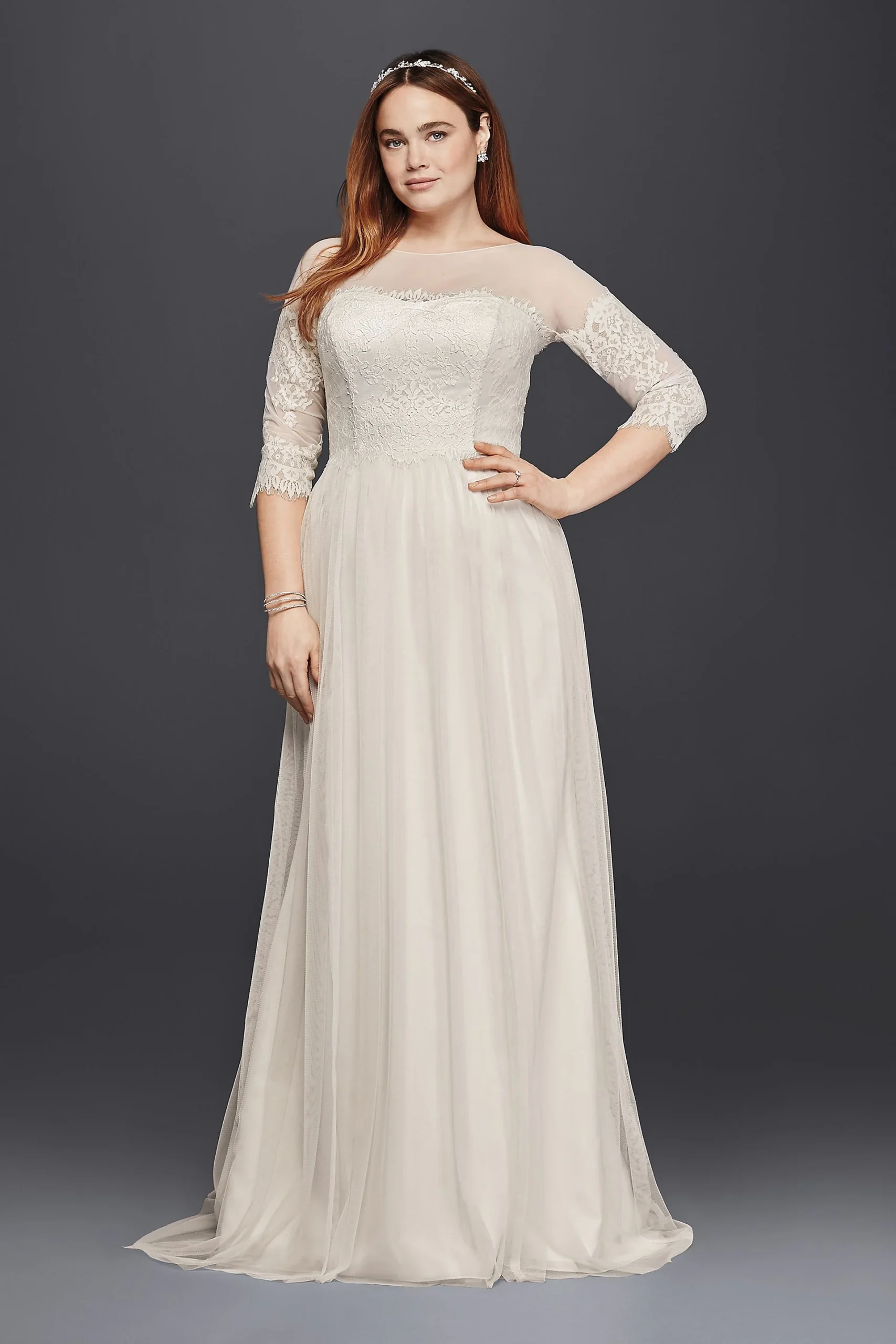 As-Is Plus Size Wedding Dress with Lace Sleeves