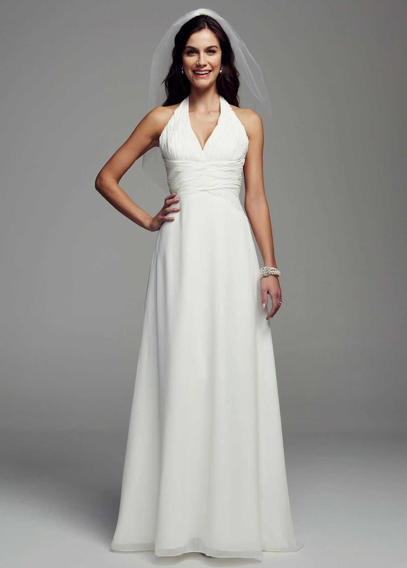 As-Is Sheath Wedding Dress with Halter Neckline