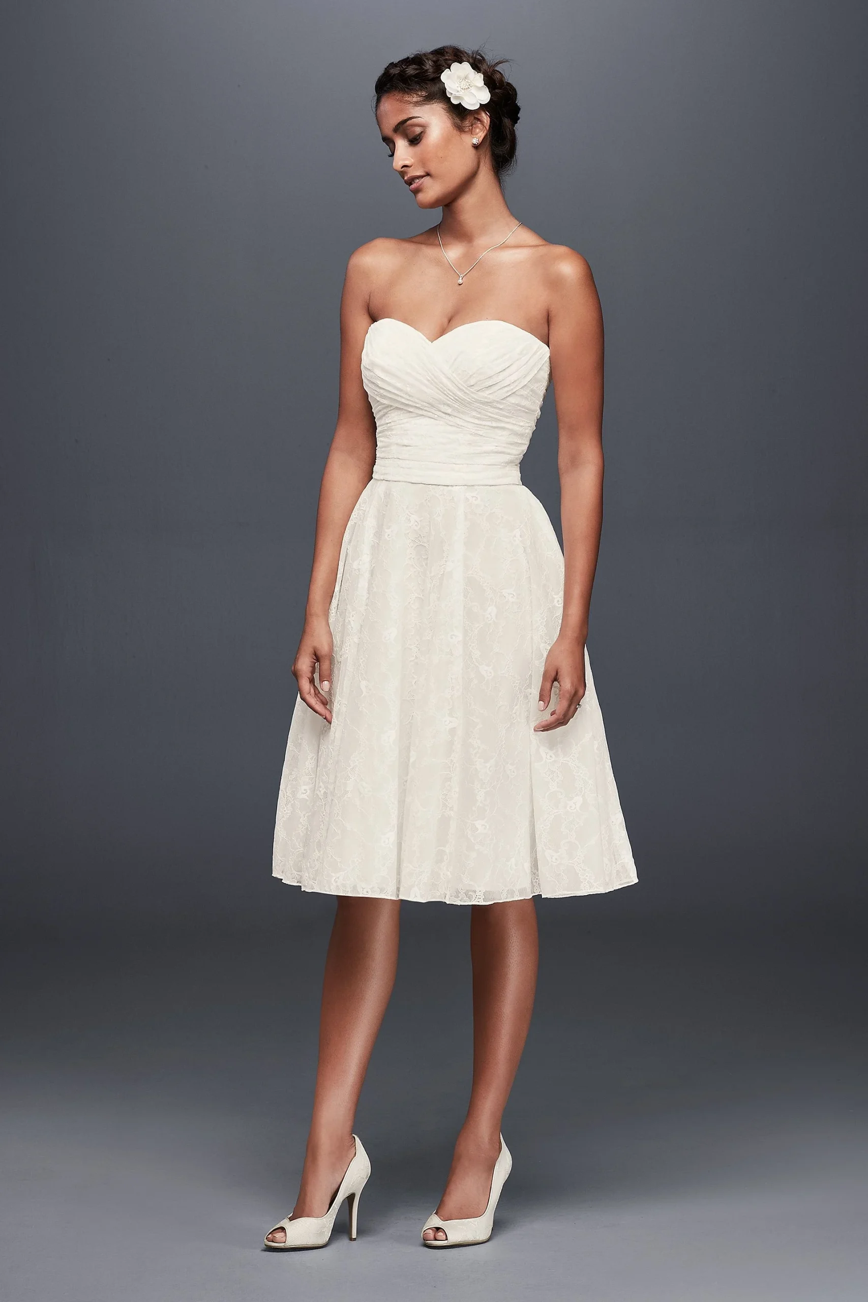 As-Is Strapless Lace Short Wedding Dress