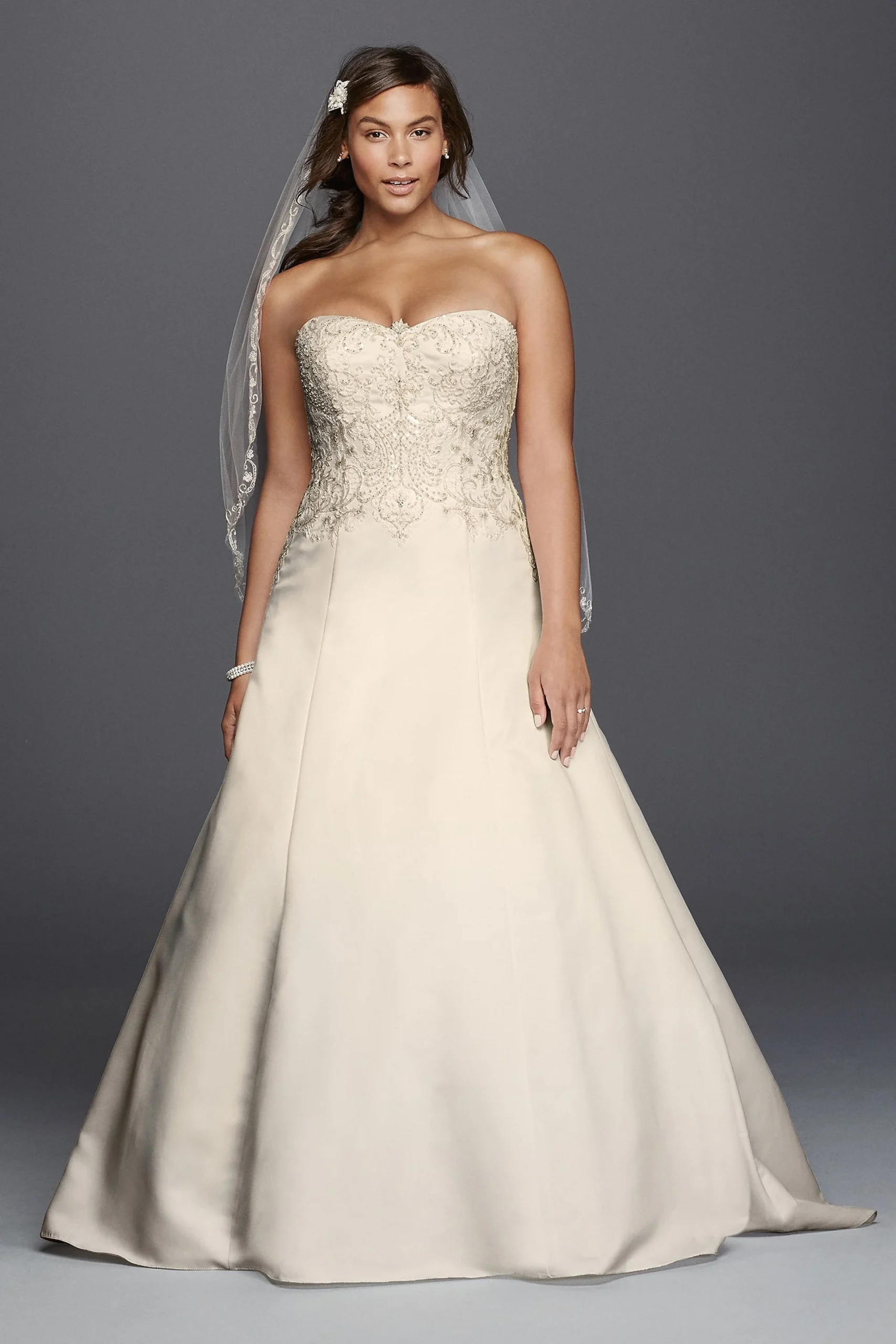 As-Is Strapless A-line Plus Size Wedding Dress