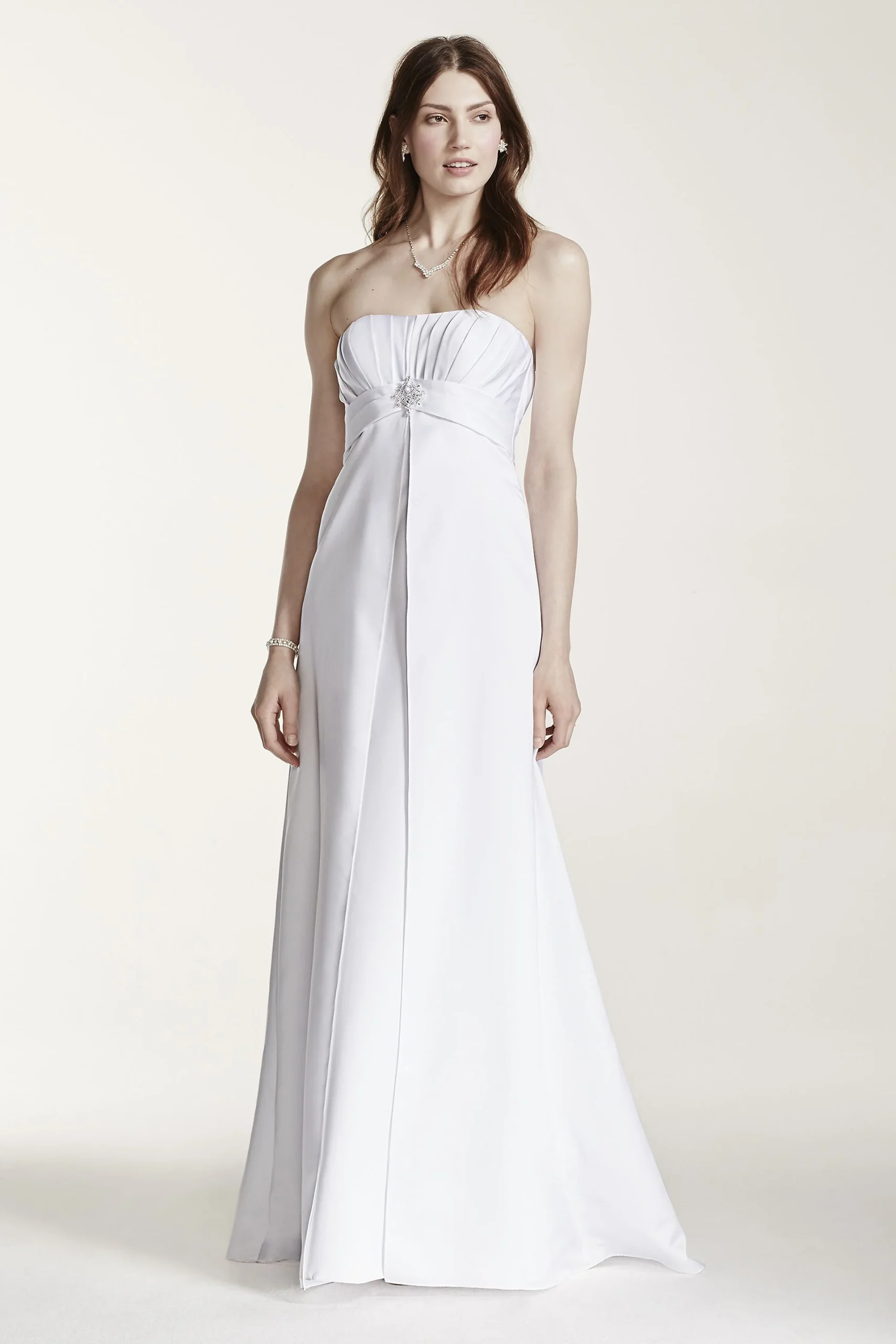 As-Is Strapless Satin Gown with Pleated Bodice