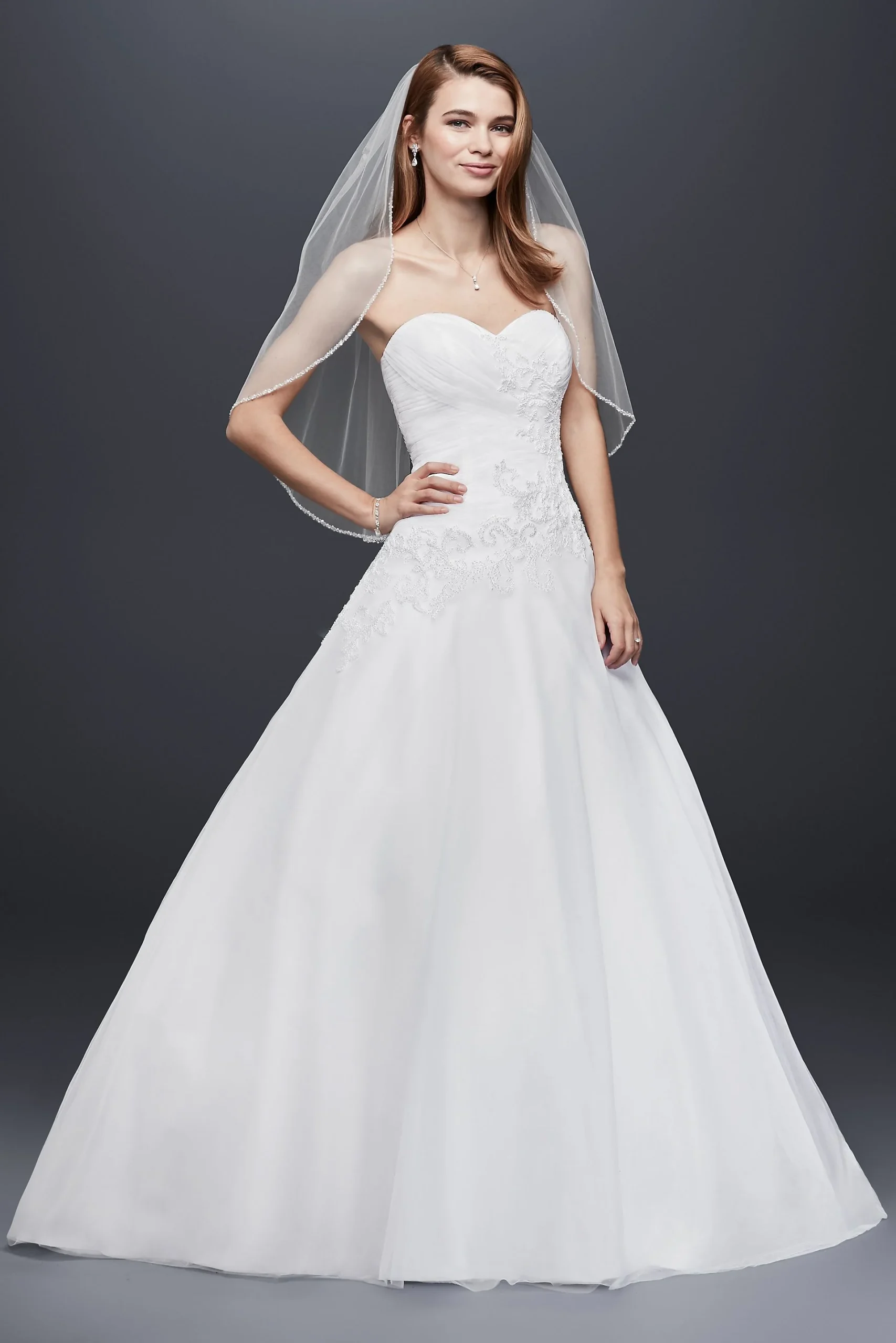 As-Is Strapless Tulle Wedding Dress with Lace