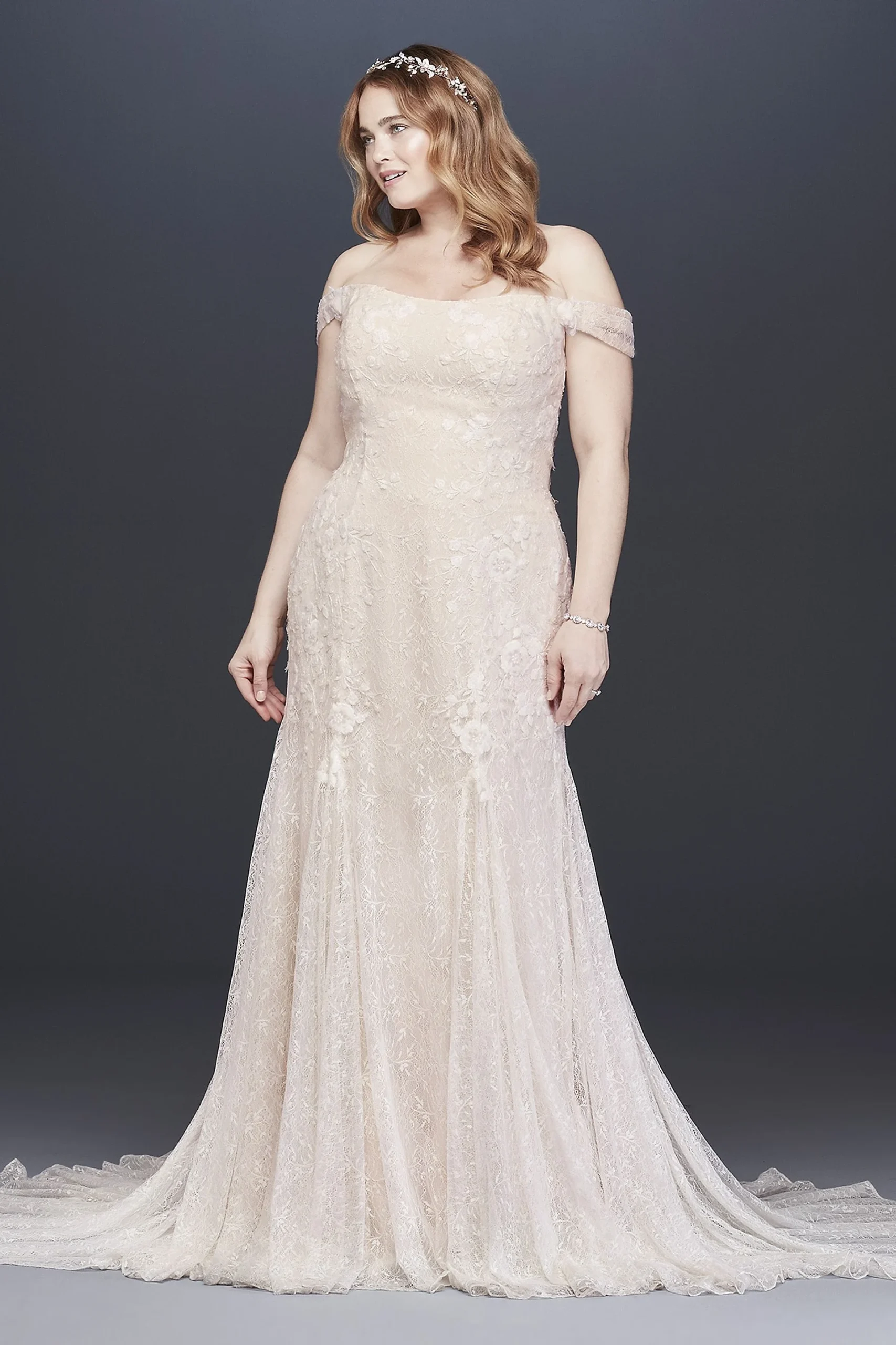 As-Is Swag Sleeve Layered Plus Size Wedding Dress