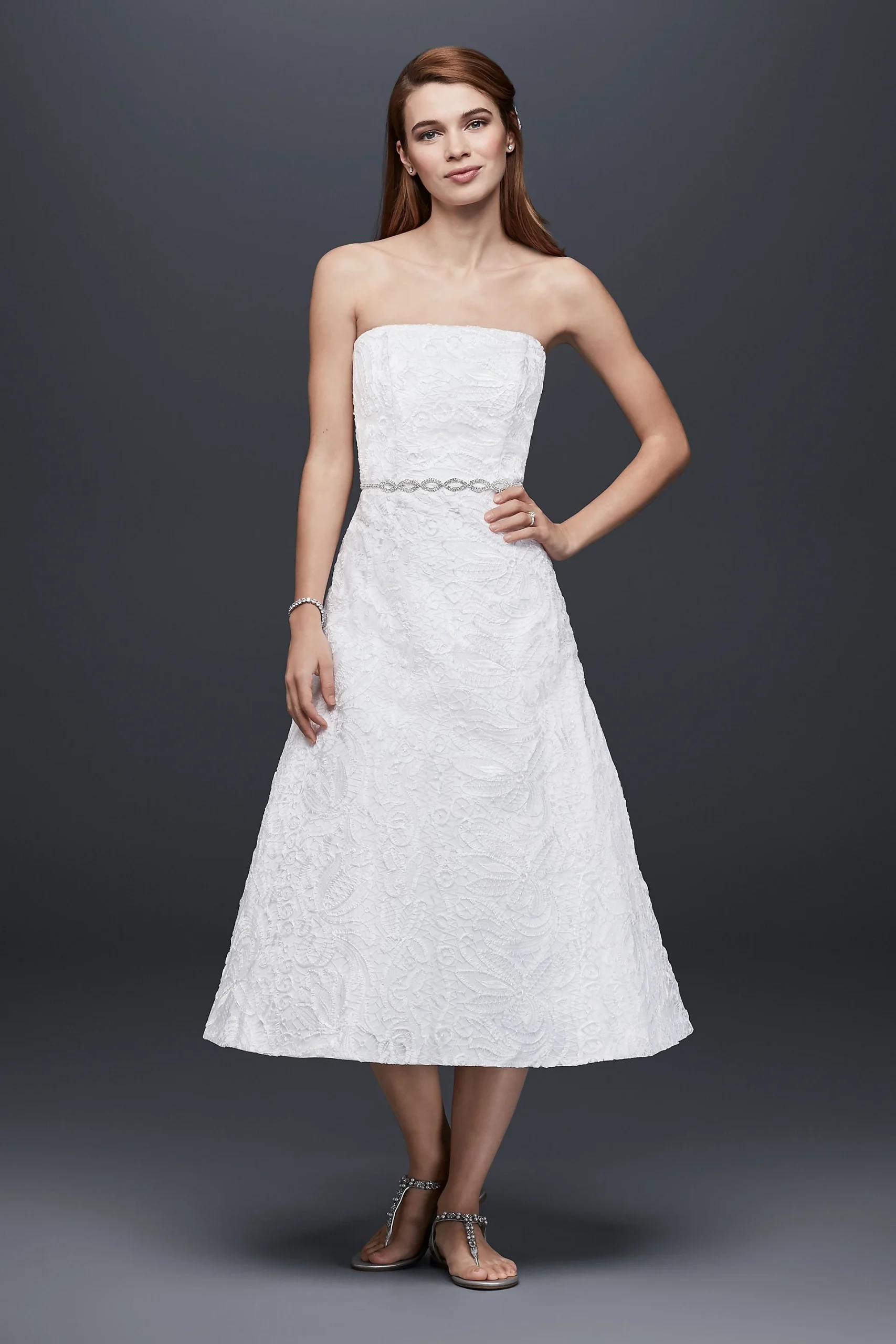 As-Is Tea-Length Soutache Lace Wedding Dress
