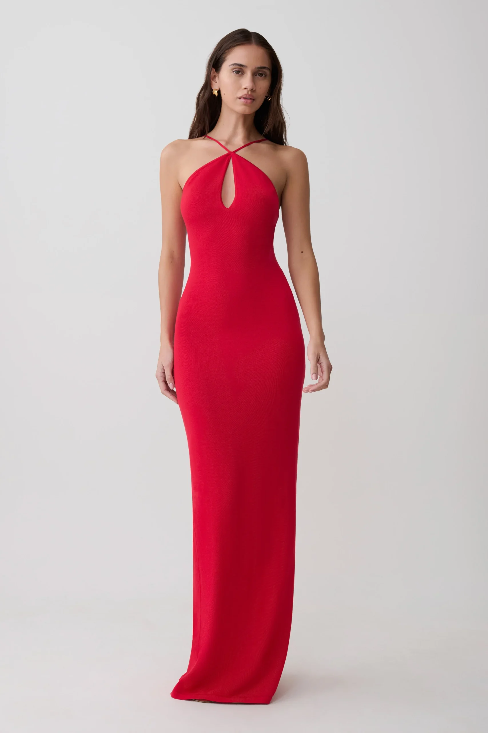AshtinCross Front Knit Maxi Dress - Red