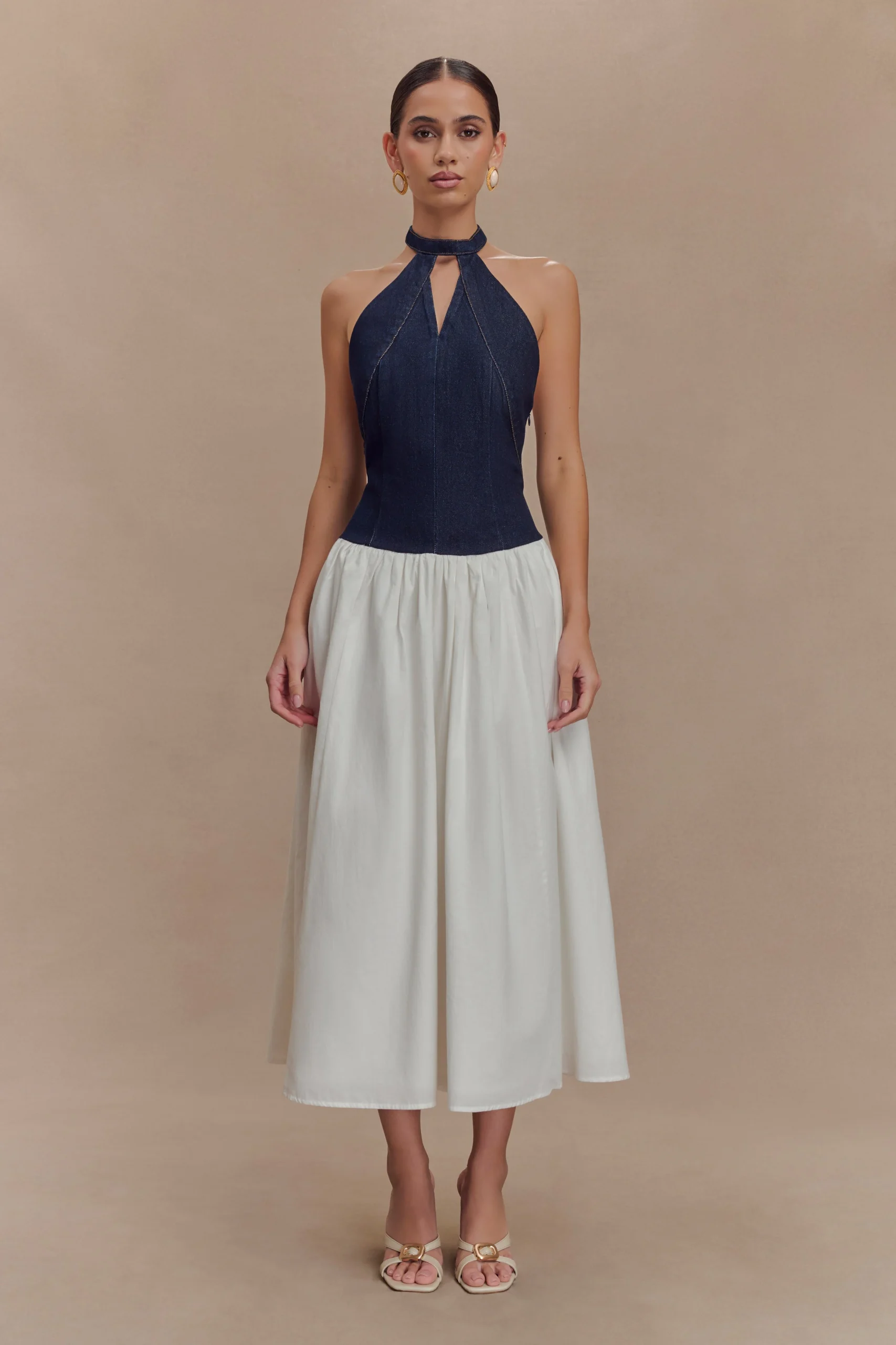 AshwinDenim Cotton Midi Dress - Indigo Blue