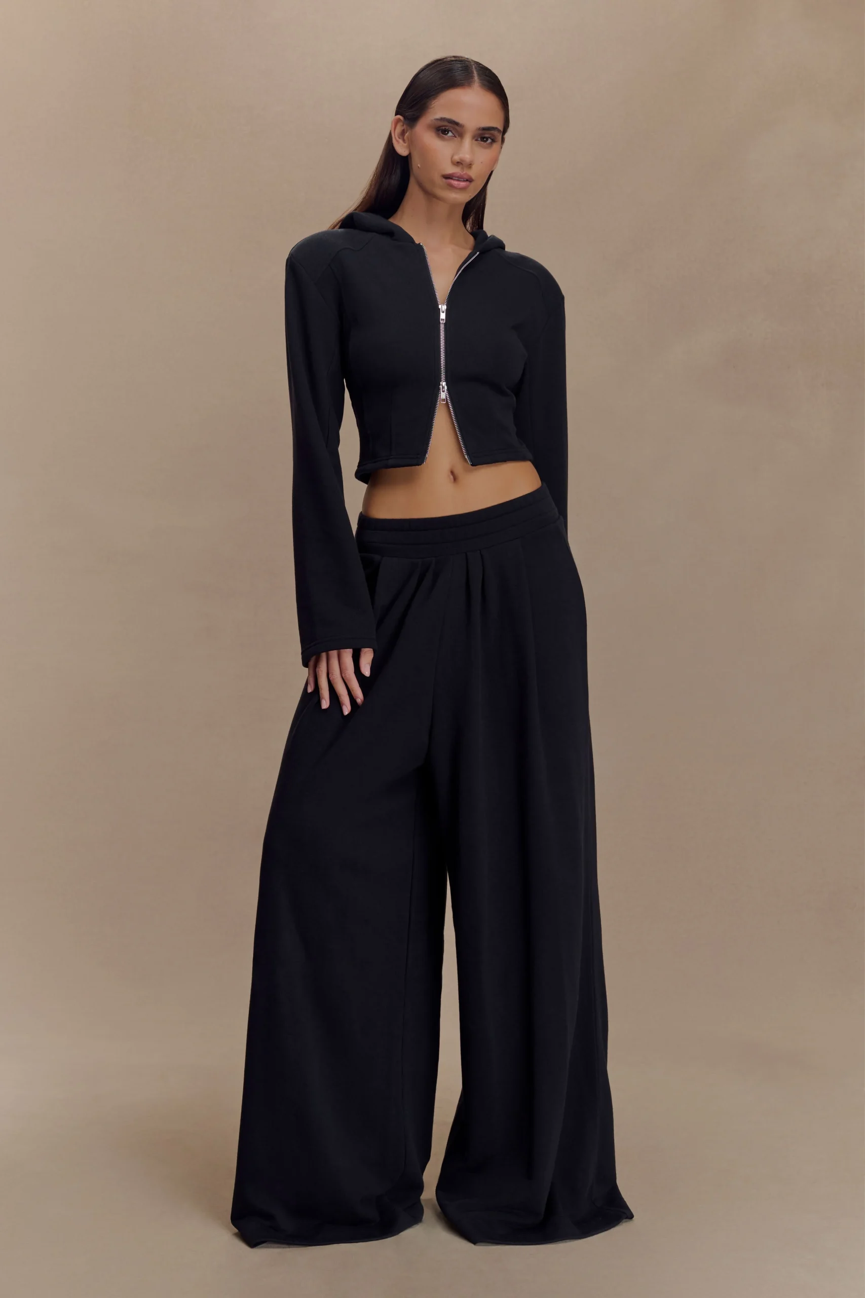 AspenFINAL SALEGathered Wide Leg Jogger - Black