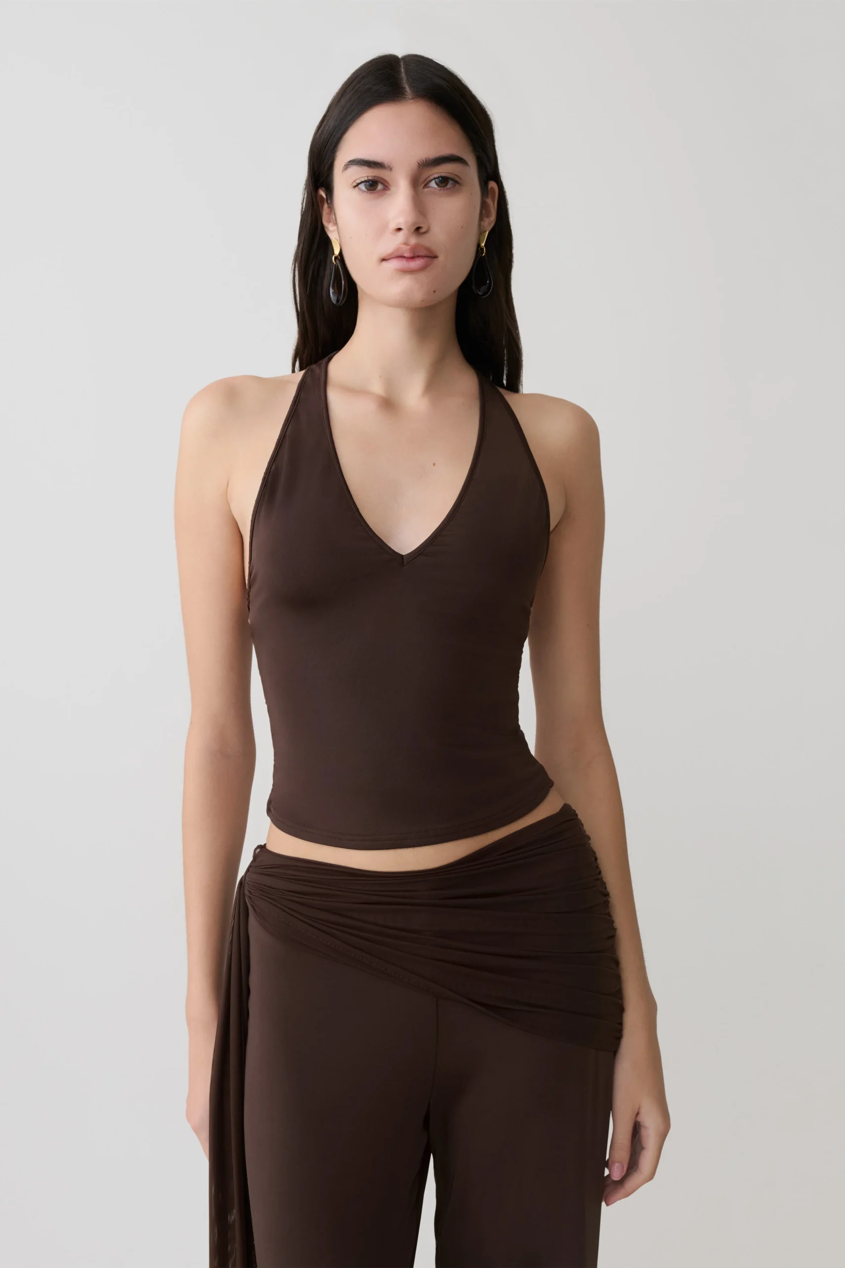AspynSlinky And Mesh Top - Chocolate