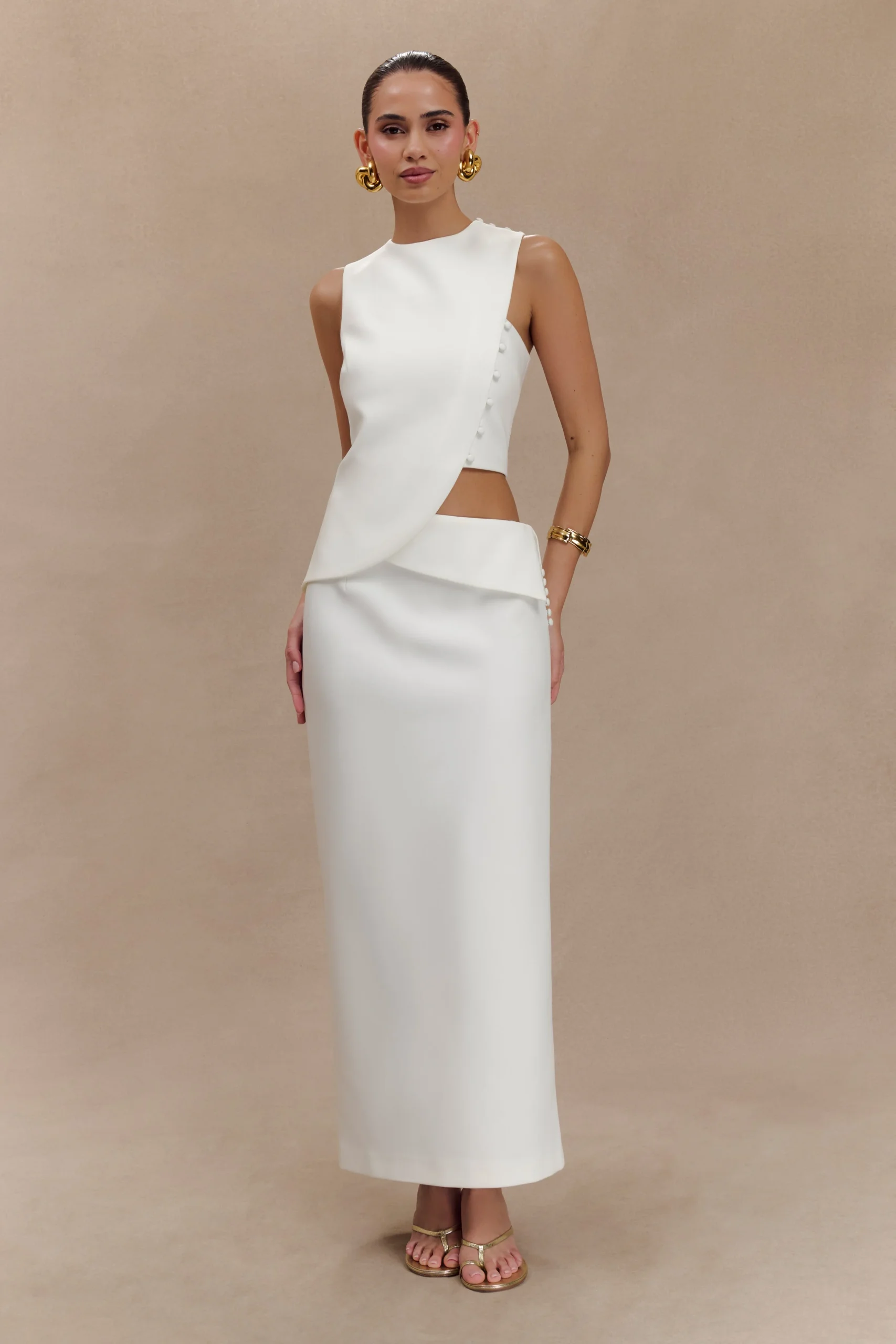 AstridSuiting Midi Skirt - White