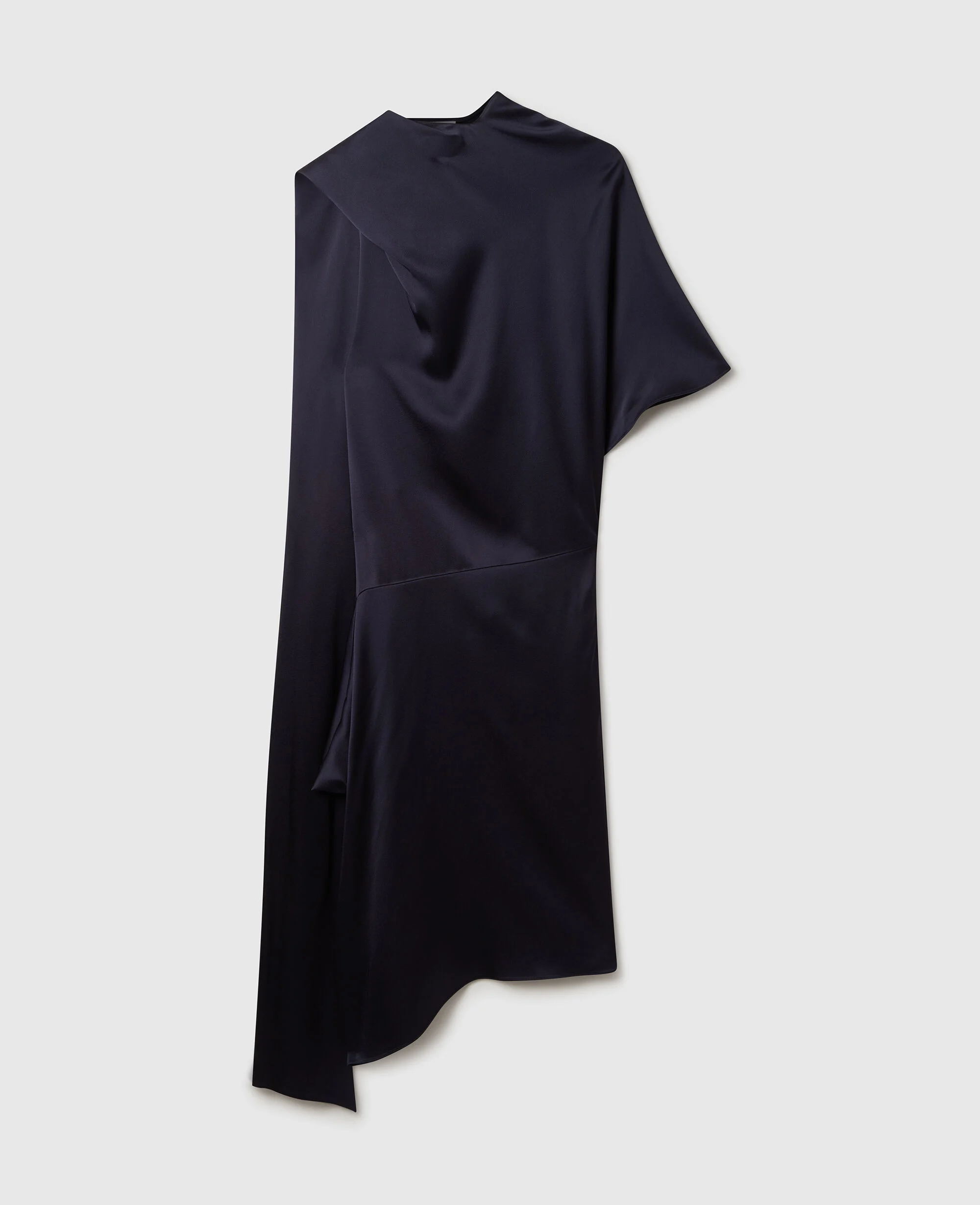 Asymmetric Tie-Neck Midi Dress
