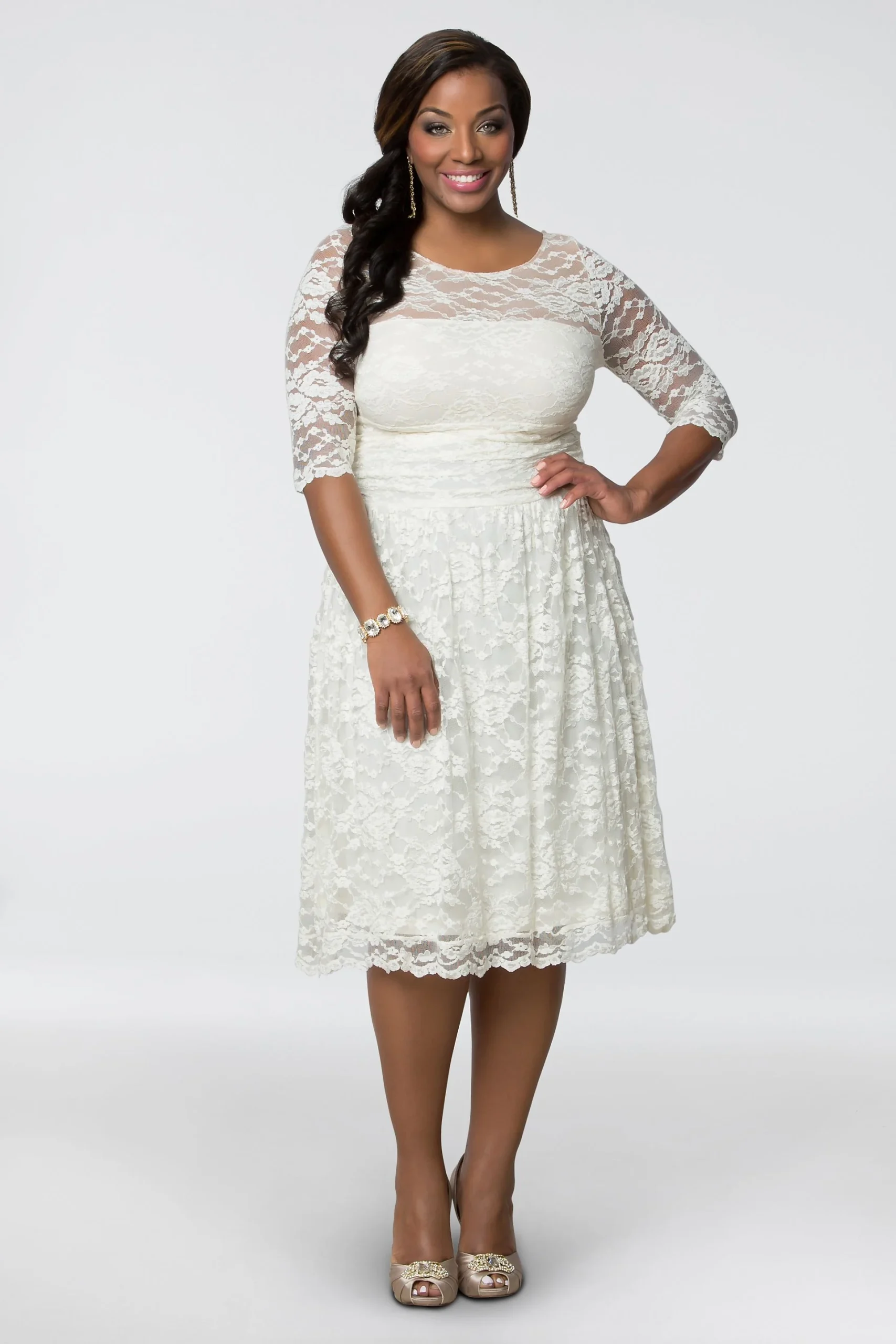 Aurora Lace Plus Size Short Wedding Dress