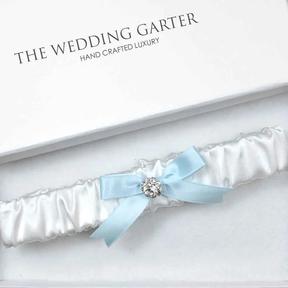 Aurora White Satin Wedding Garter