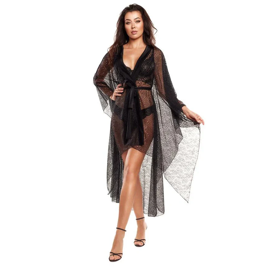 Axami Black Panther Sheer Lace Robe
