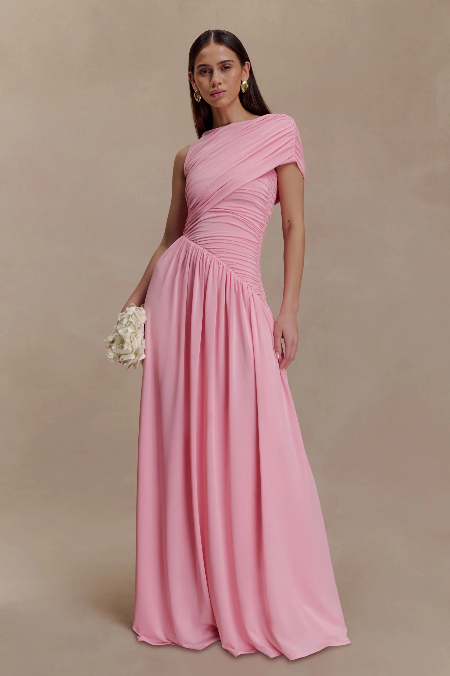 AyeshyaSlinky Asymmetric Maxi Dress - Candy Pink