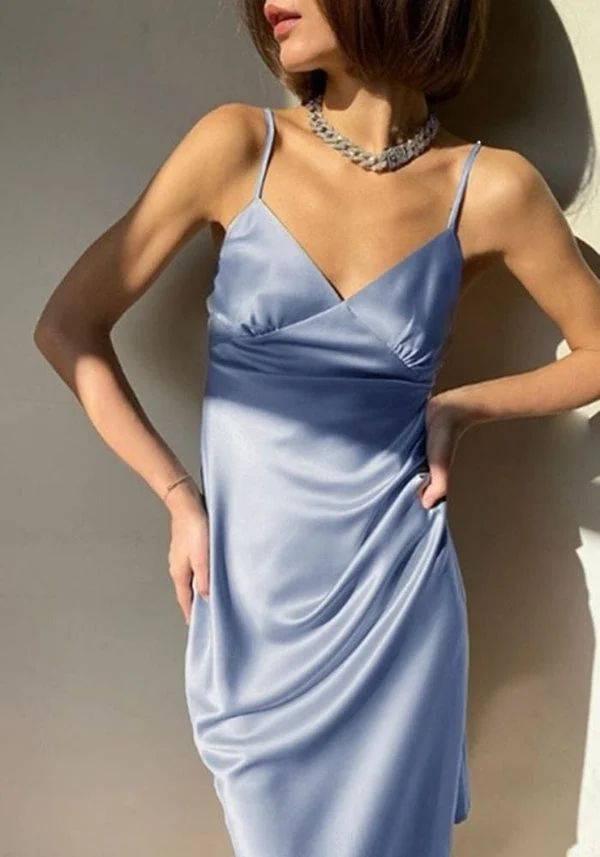 Baby Blue Satin Dress