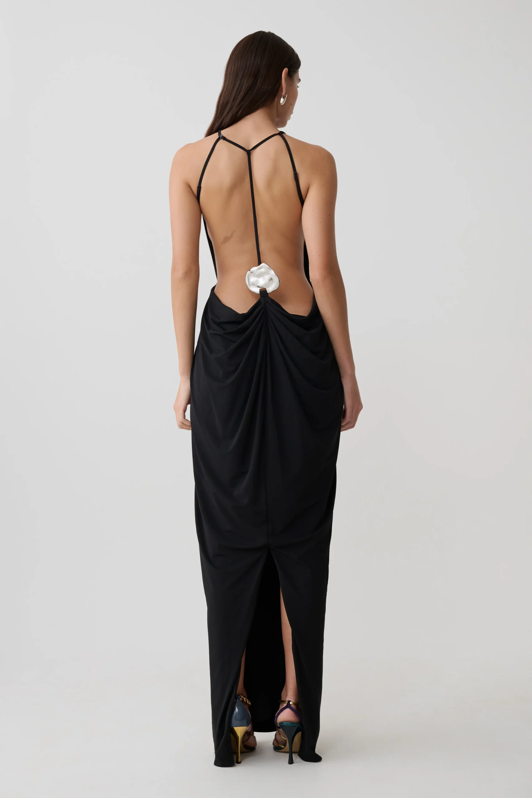 BahariLow Back Halter Maxi Dress - Black