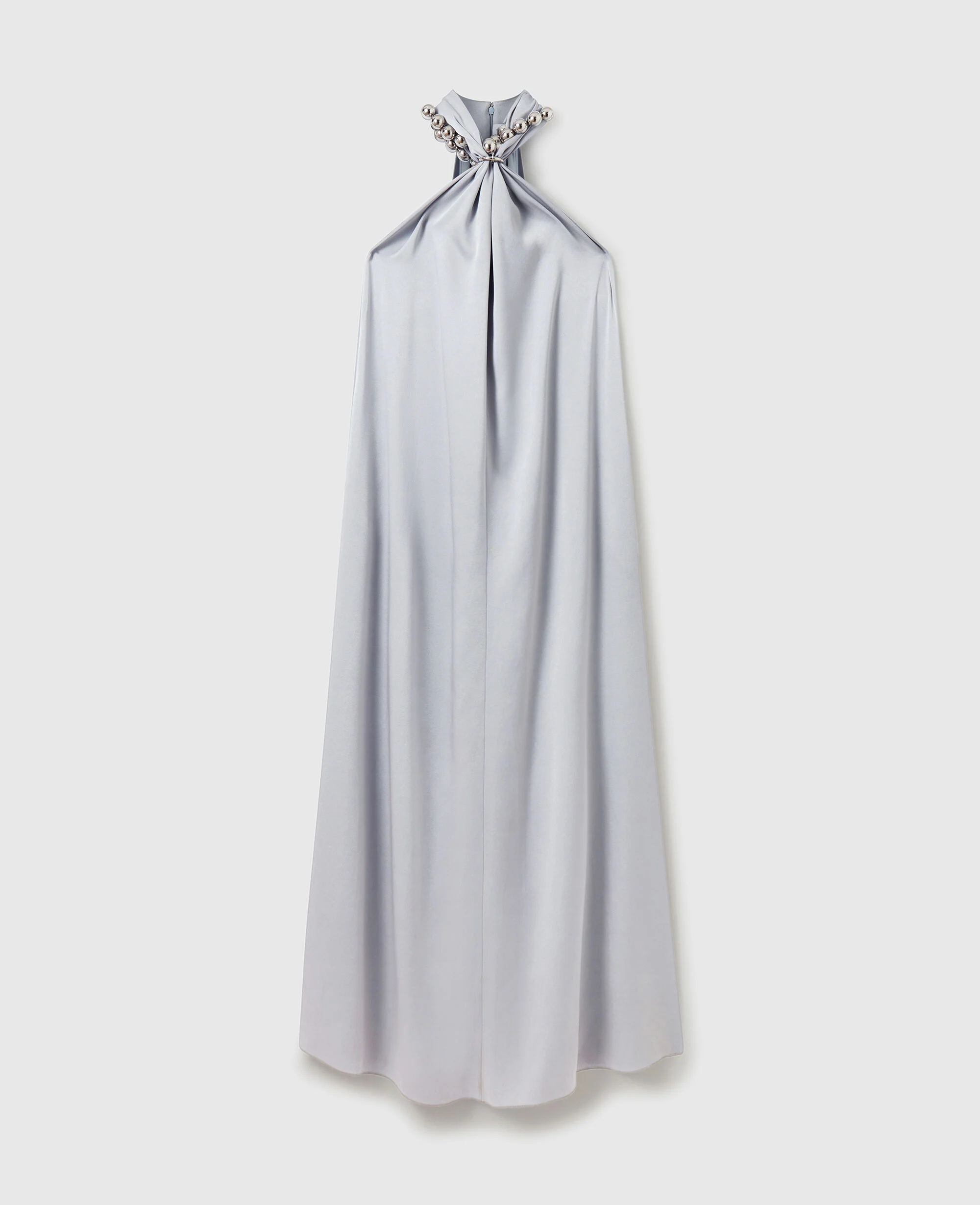 Ball-Chain Halterneck Satin Maxi Dress