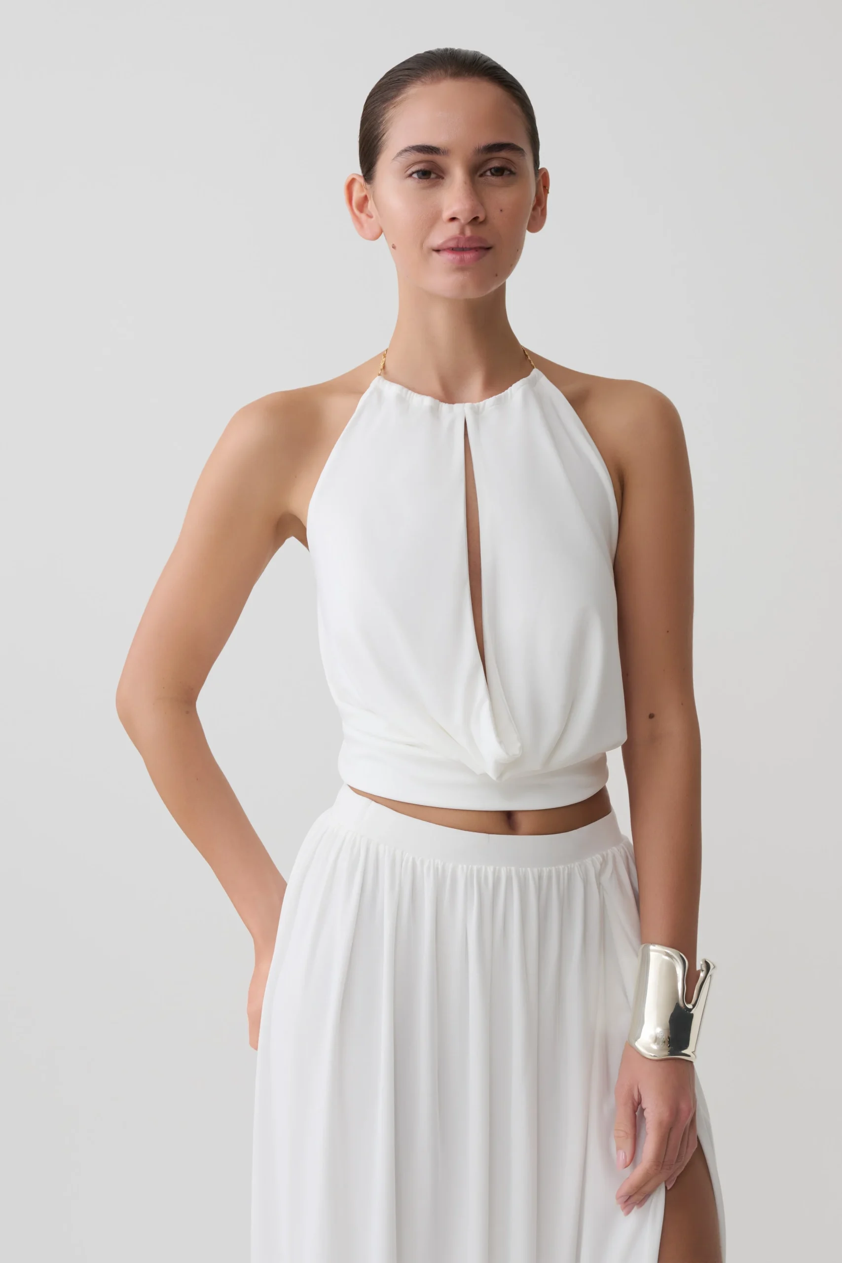 BanksHalter Neck Top With Hardware - White