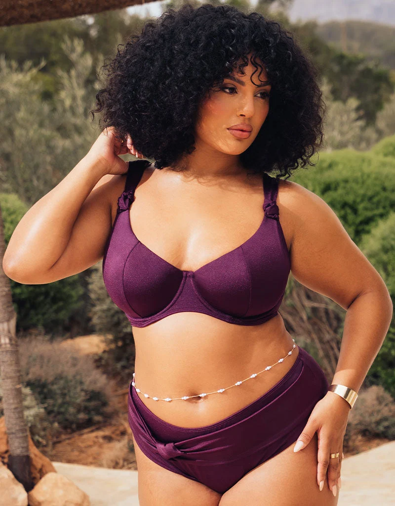 Beach Bliss Scooped Balcony Bikini Top Mulberry Purple