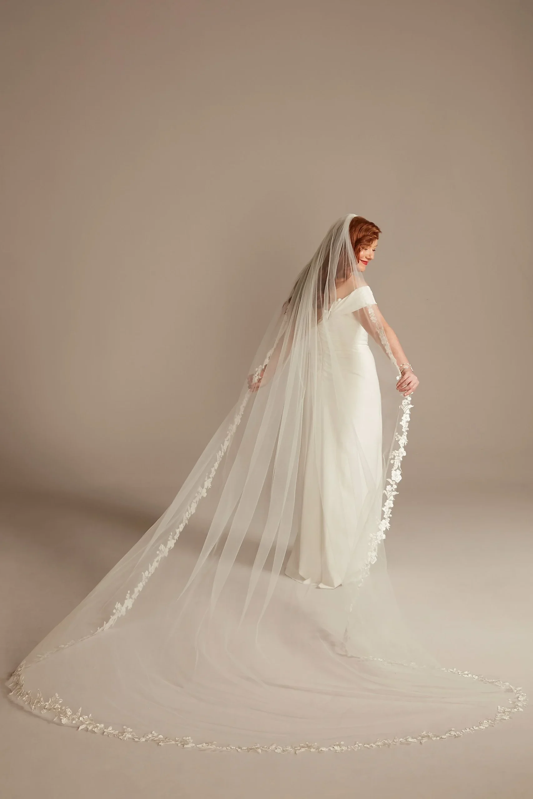 Beaded Floral Applique-Edge Cathedral-Length Veil
