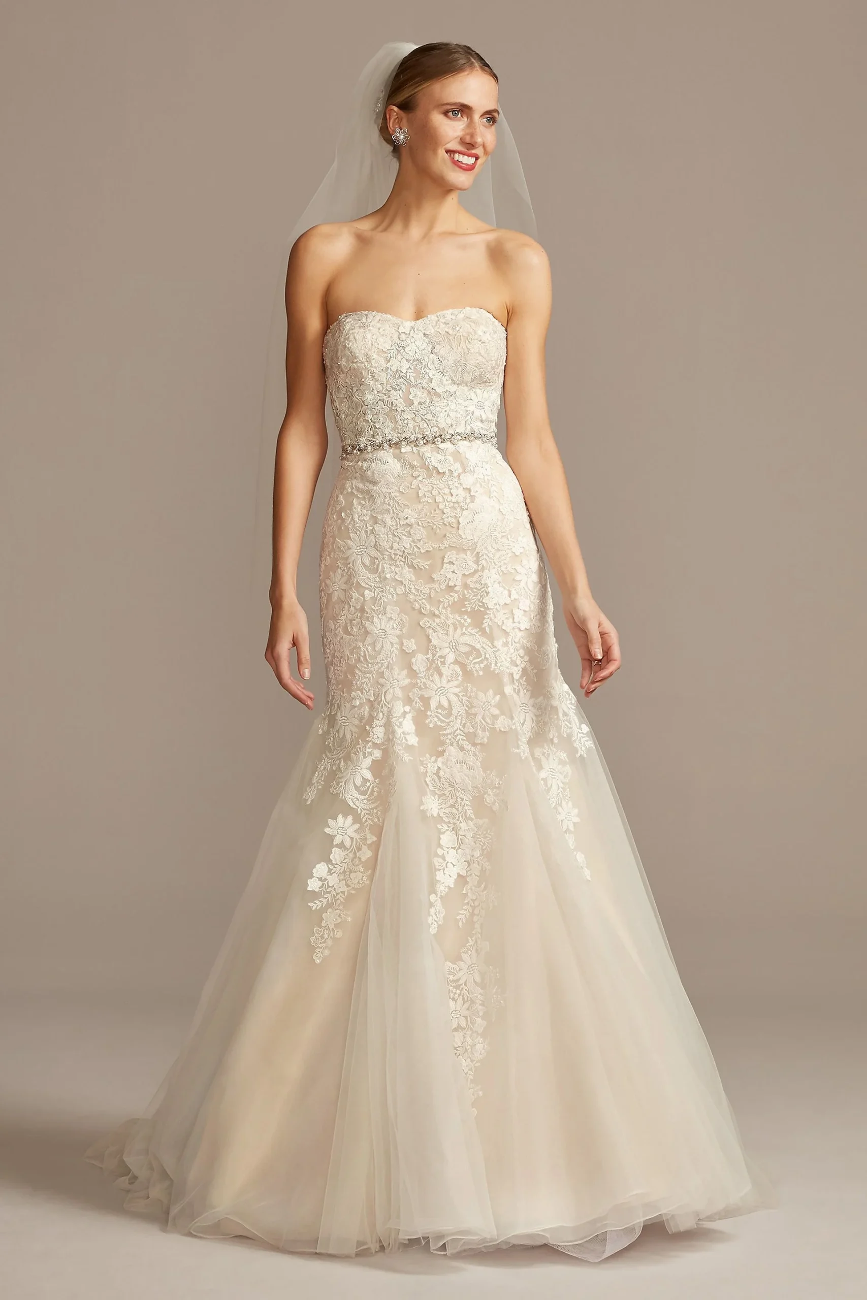 Beaded Lace Mermaid Petite Wedding Dress