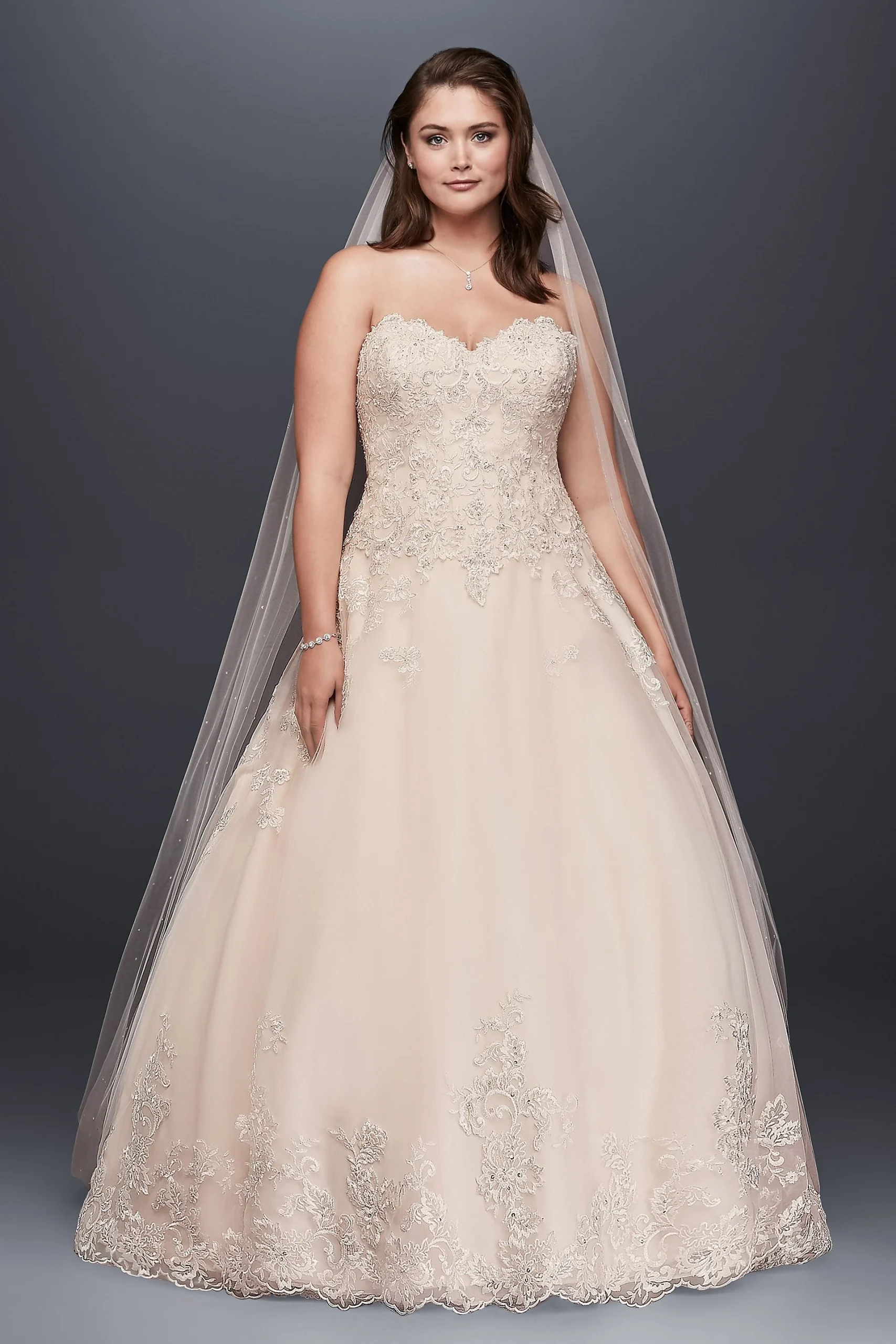 Beaded Lace and Tulle Ball Gown Wedding Dres