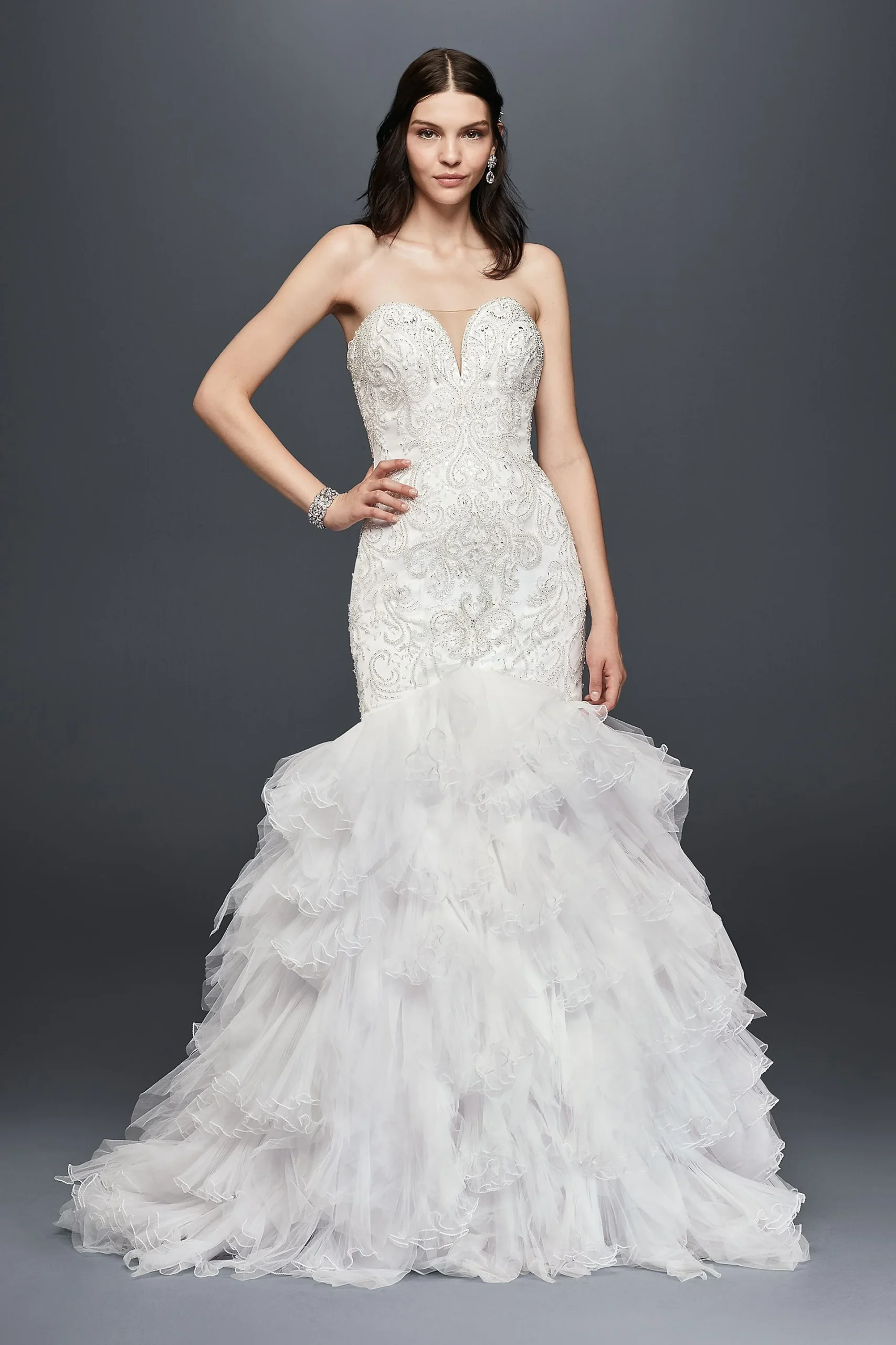 Beaded Mermaid Wedding Dress with Tulle Skirt