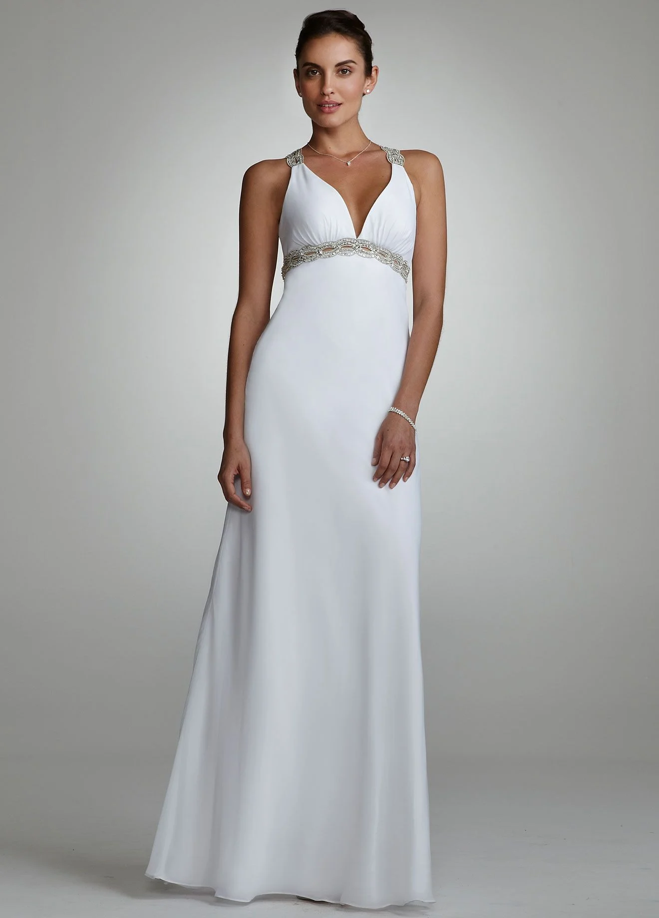 Beaded Tank Gown with Back Detailing
