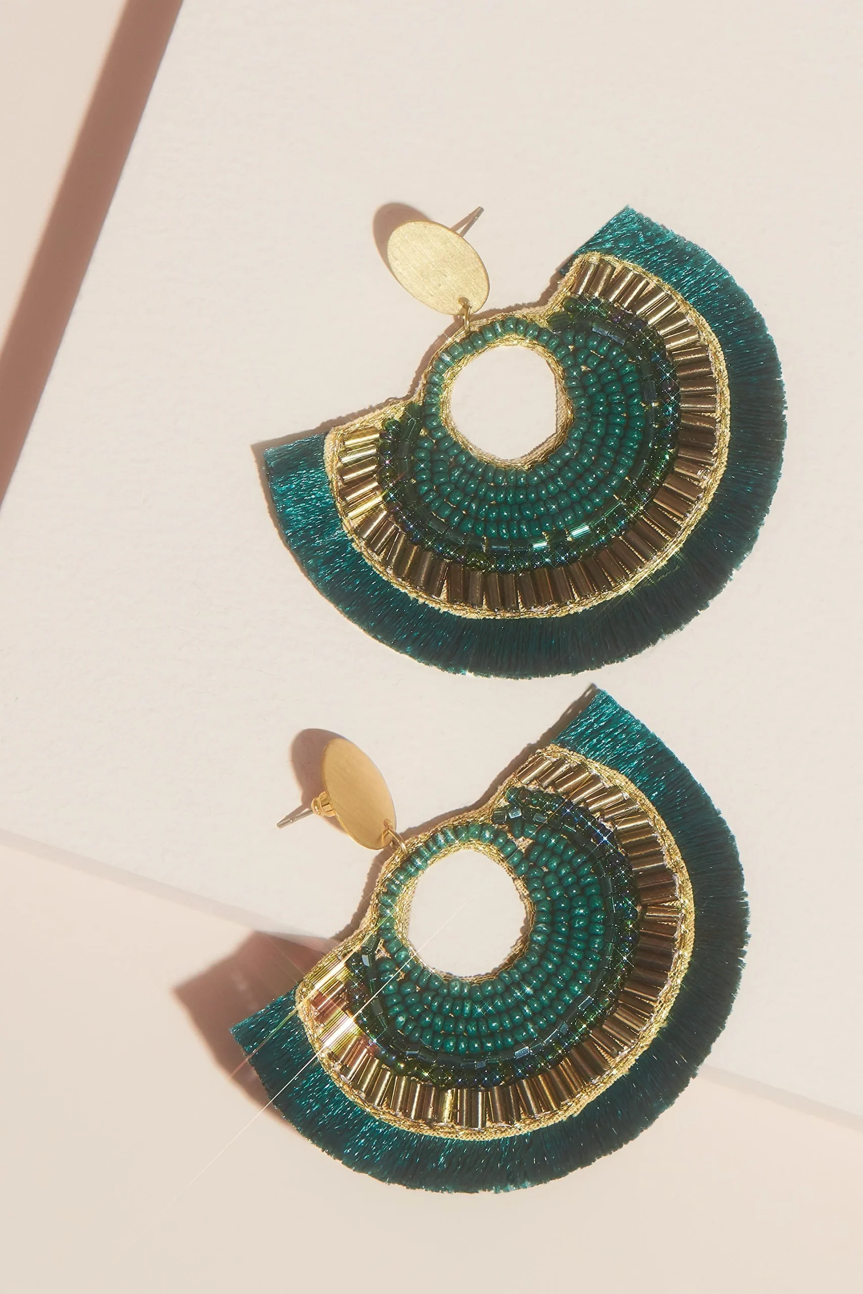 Beaded Tassel Fan Earrings
