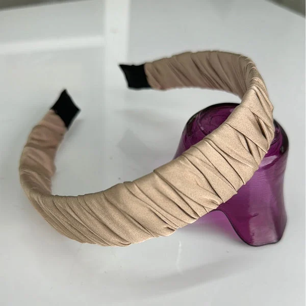 Beige Diagonal Wide Headband - Karlie