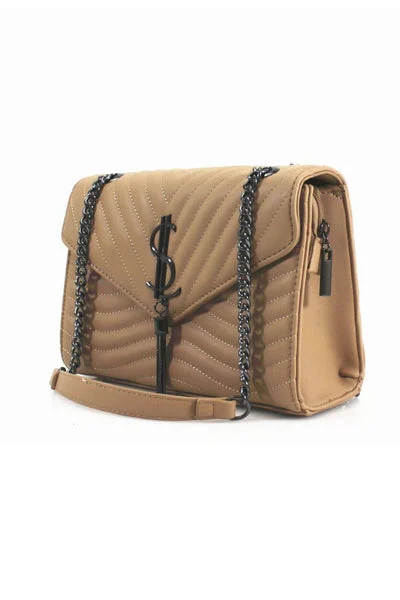 Beige Quilted Satchel Crossbody Bag - Mercy