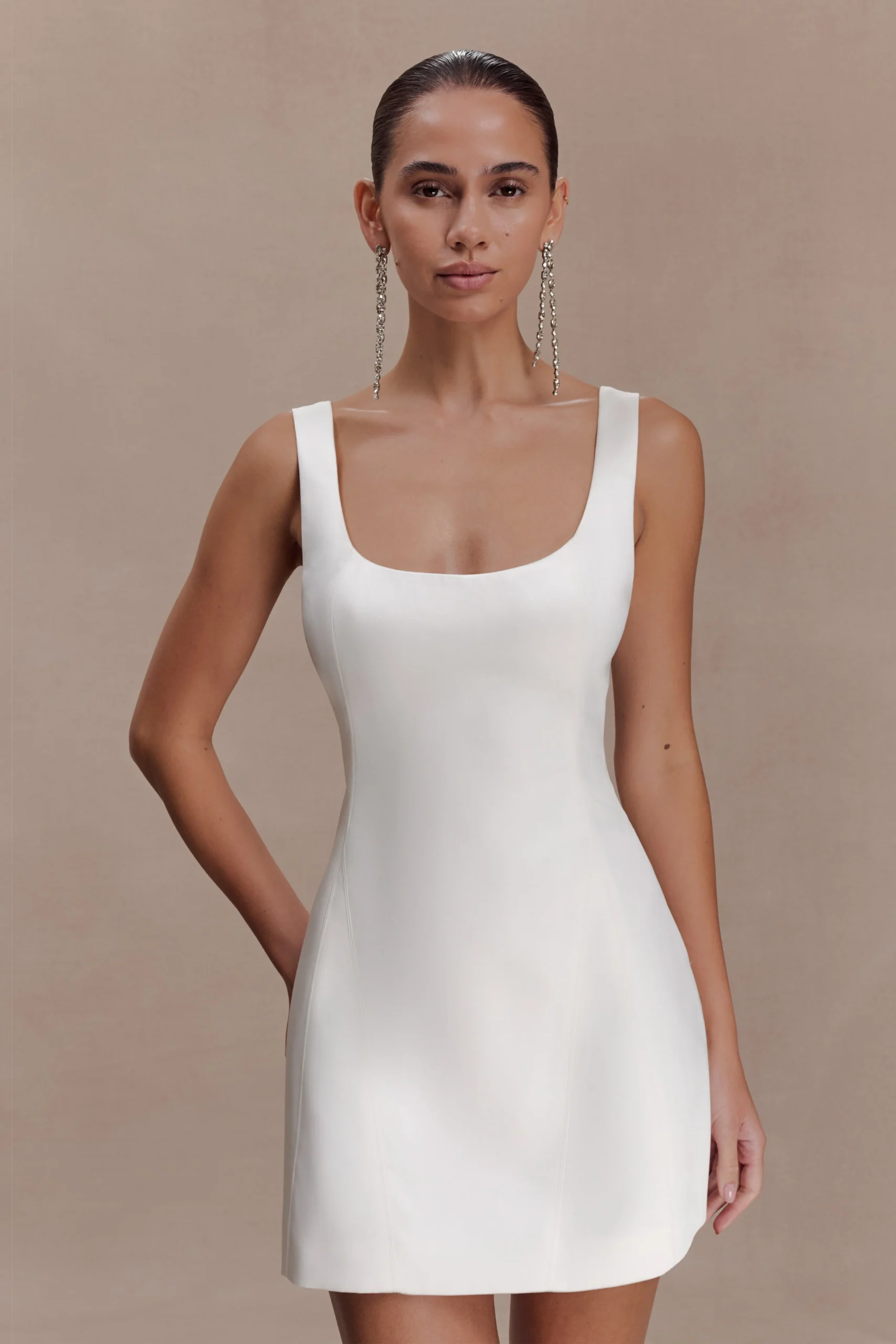 BethSatin Mini Dress - White