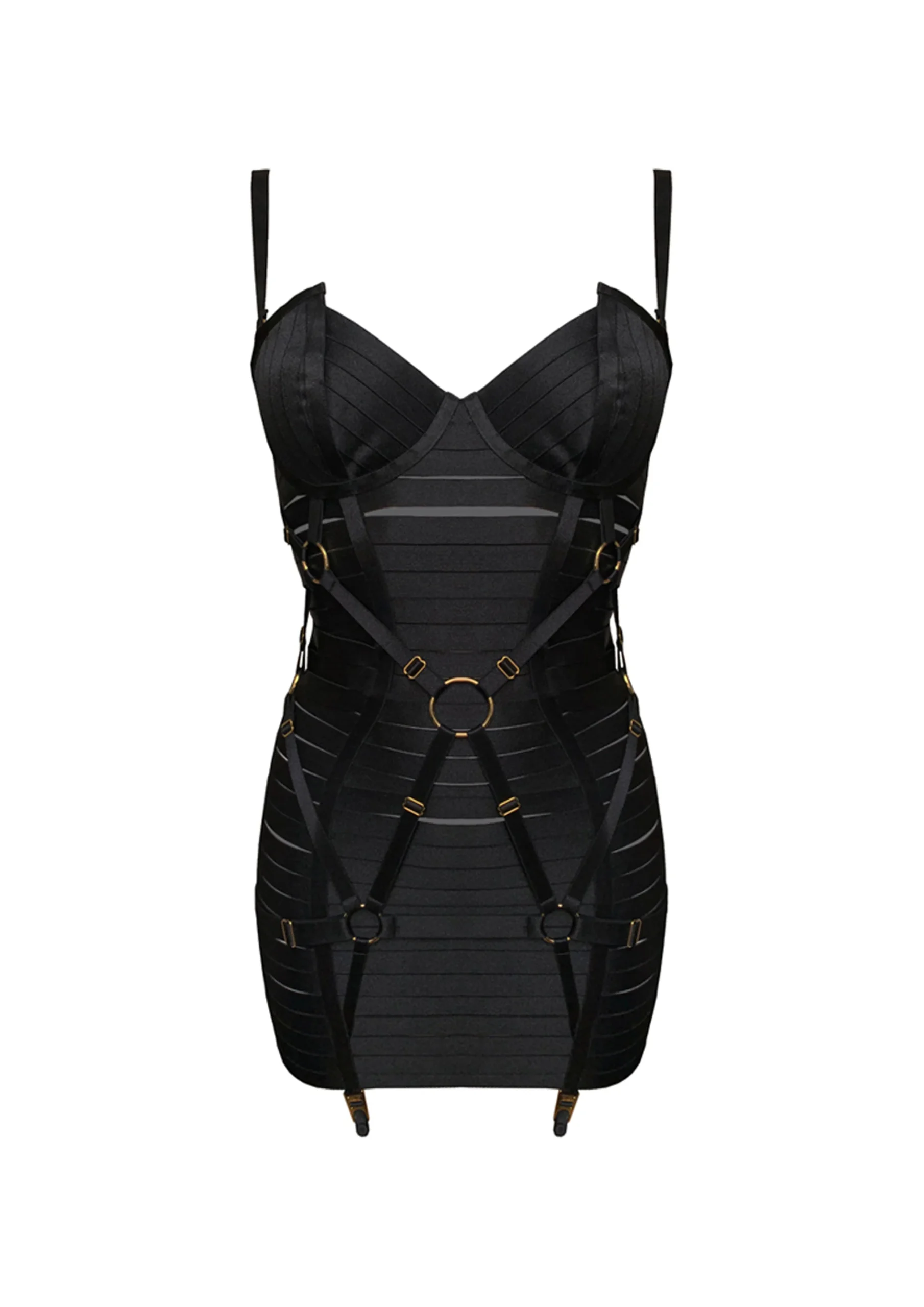 Black Adjustable Bondage Angela Girdle Dress