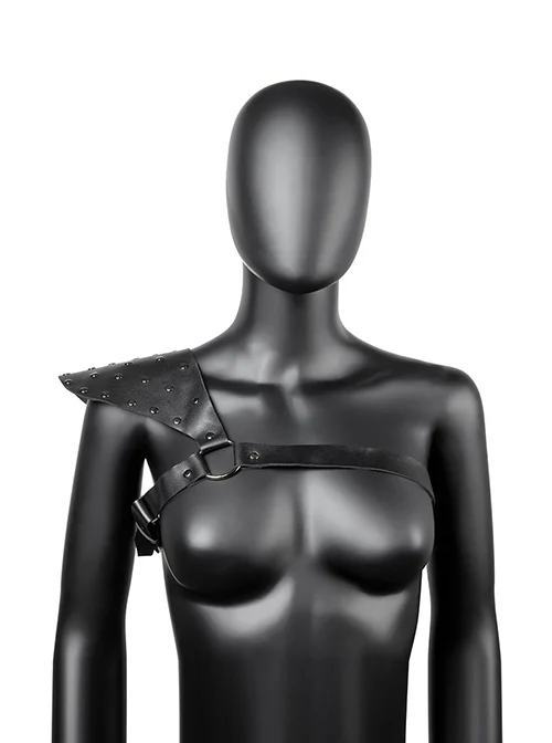 Black Adjustable PU Leather Metal Stud All-Match Non-Mainstream Punk Style Harness