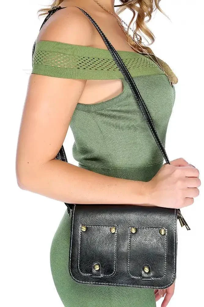 Black Adjustable Shoulder Strap Handbag