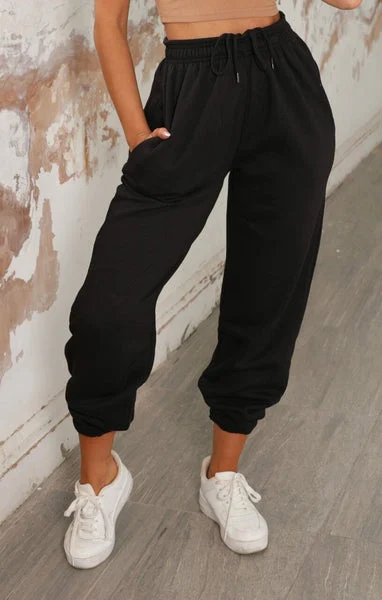 Black Cuffed Elasticated Joggers - Ariande