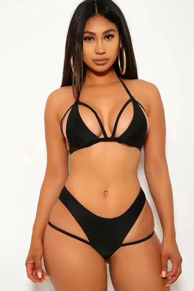 Black Cut Out 2 Piece Swimsuit