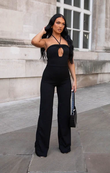 Black Cut Out Halter Neck Jumpsuit- Carla