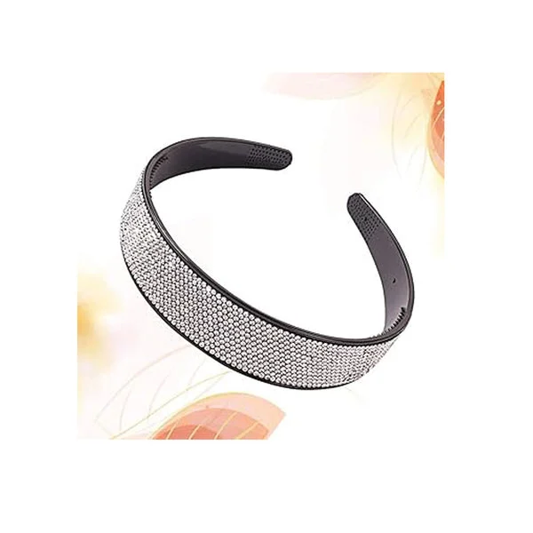 Black Extra Sparkly Crystal Diamante Silver Evening Headband - Marrisa
