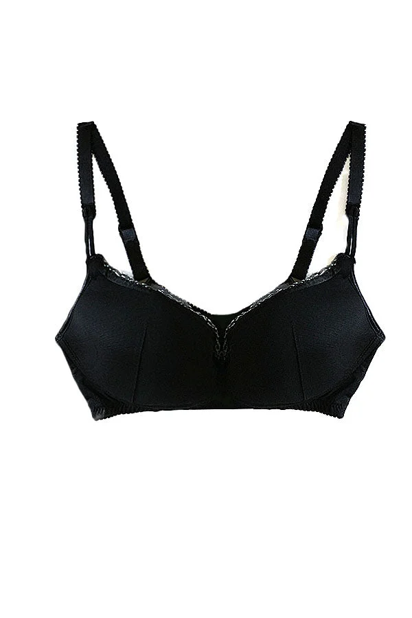 Black Frilled Maternity T shirt Bra