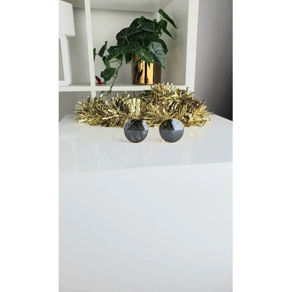 Black Gold Detail Round Bar Sunglasses - Winona
