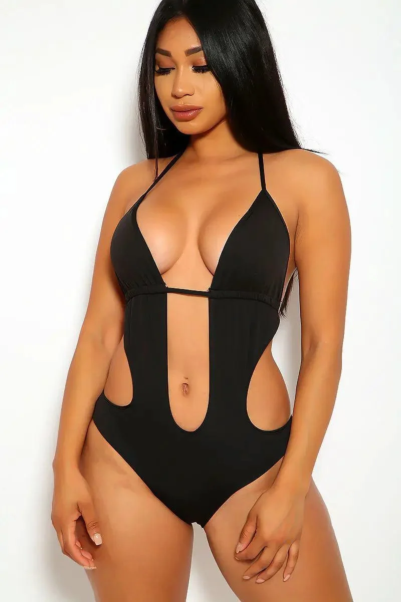 Black Halter Monokini
