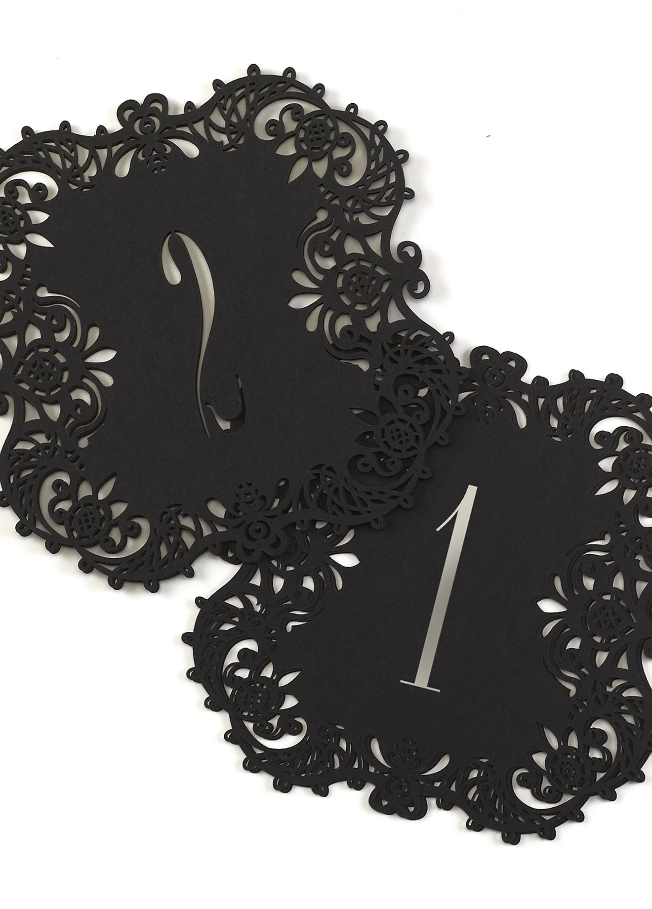 Black Laser Table Number Cards Set of 10