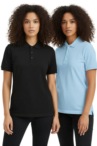 Black & Light Blue Classic Polo Collar Short Sleeve T-Shirt 2 Pack- Cnaira