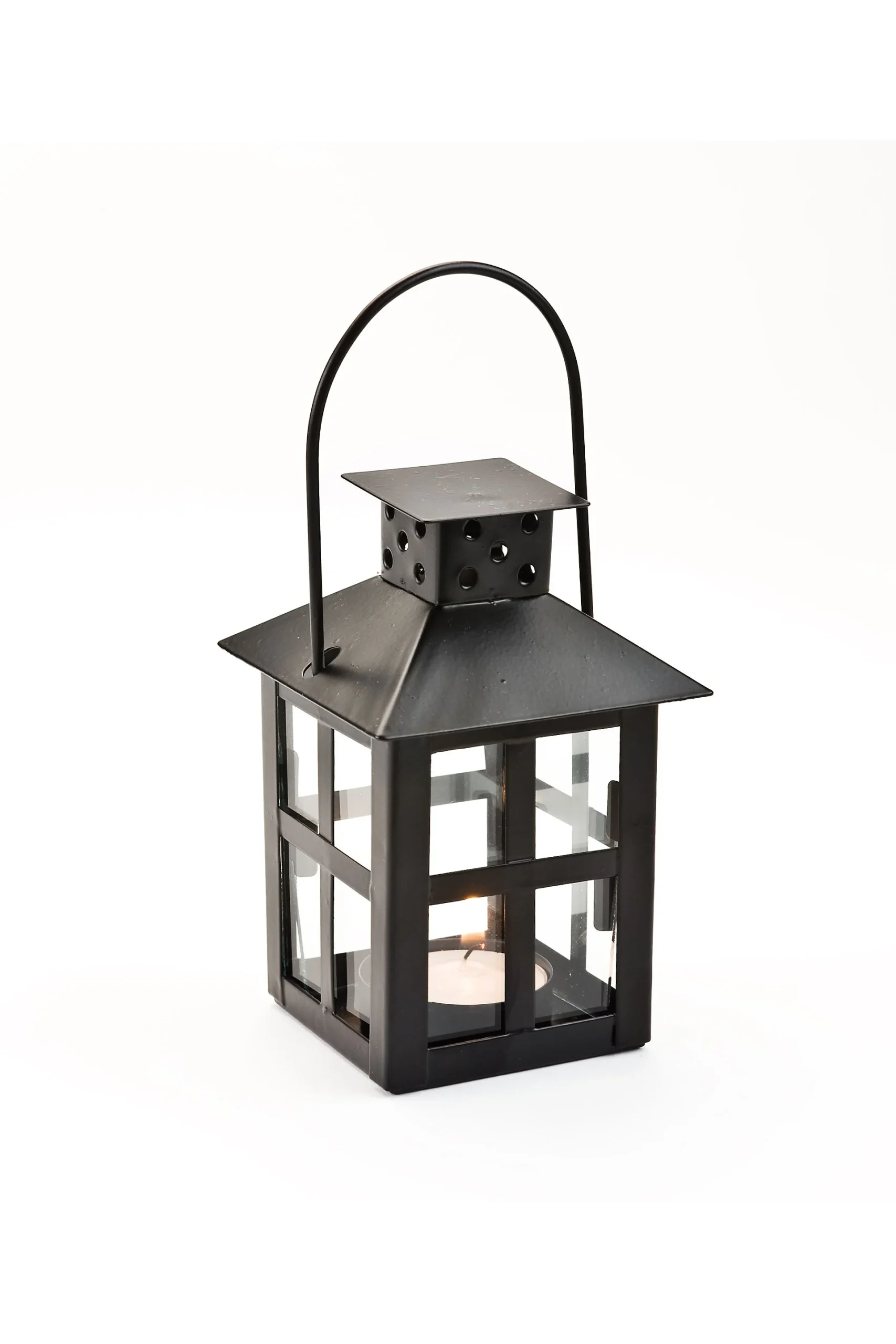 Black Mini-Lantern Tea Light Holder