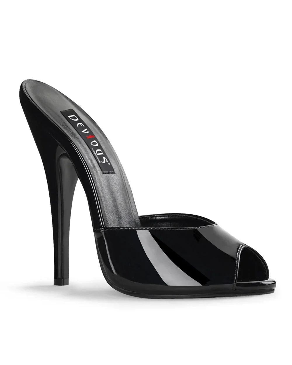 Black Patent Peep Toe Heels, Domina-101