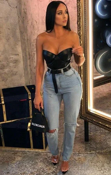 Black PU Corset Top - Amy