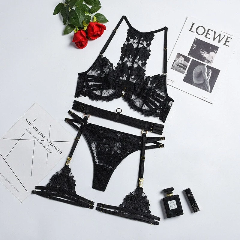 Black Racerback Lingerie Set