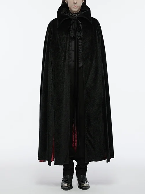Black And Red Non Elastic Thickened Faux Fur Front Three Dimensional Bat Collar Design Gothic Style Cape