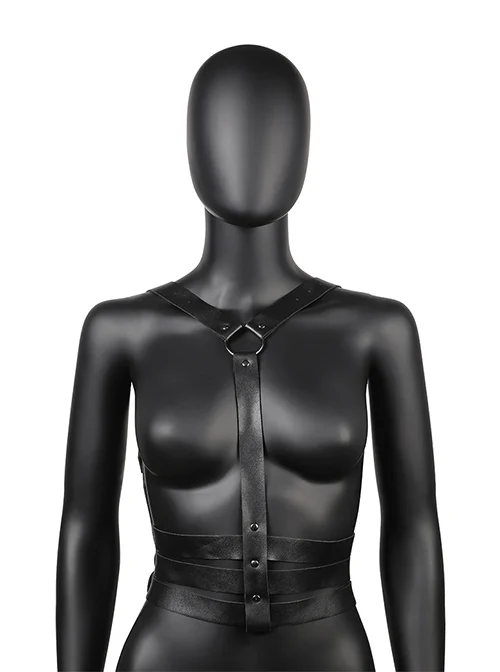 Black Sexy PU Leather Back Adjustable Gothic Women's Creative Harness